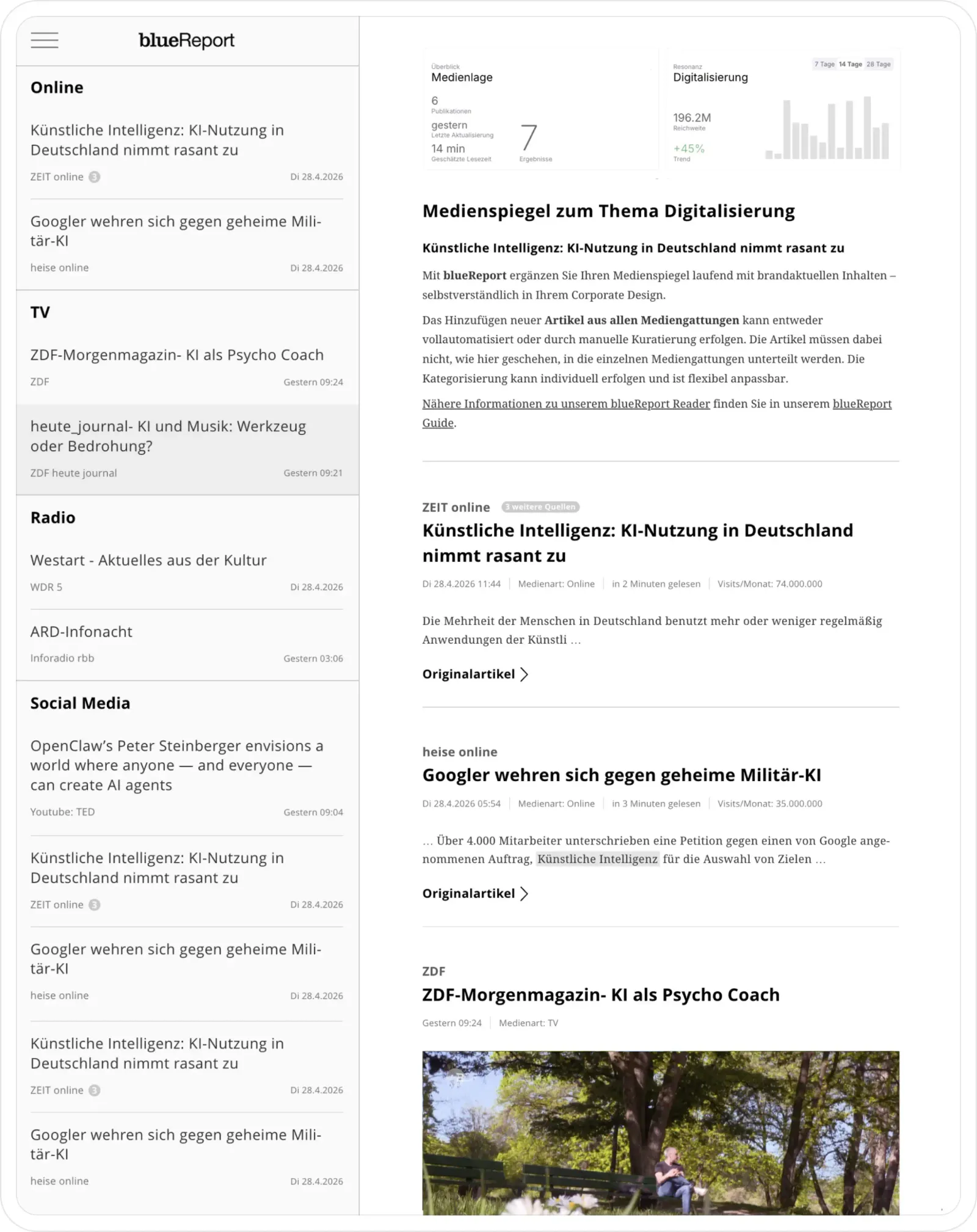 blueReport Reader auf iPad